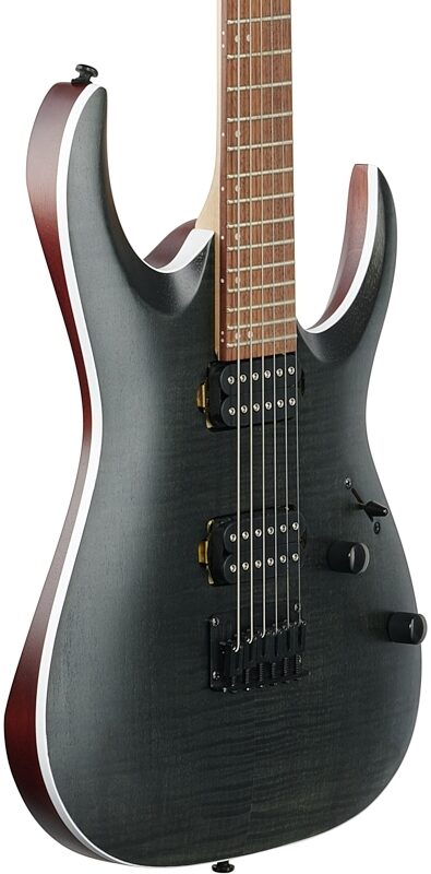 open zoom image for Ibanez RGA42FM Electric Guitar, Transparent Gray Flat, Full Left Front