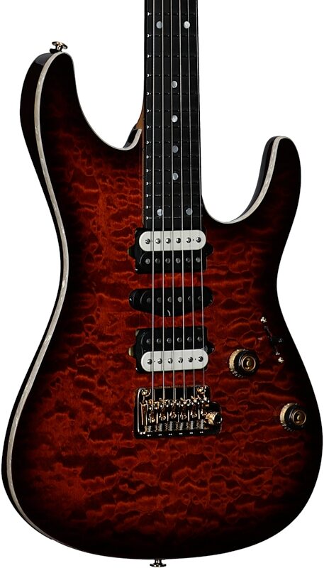 open zoom image for Ibanez AZ47P1QM Premium Electric Guitar (with Gig Bag), Dragon Eye Burst, Full Left Front