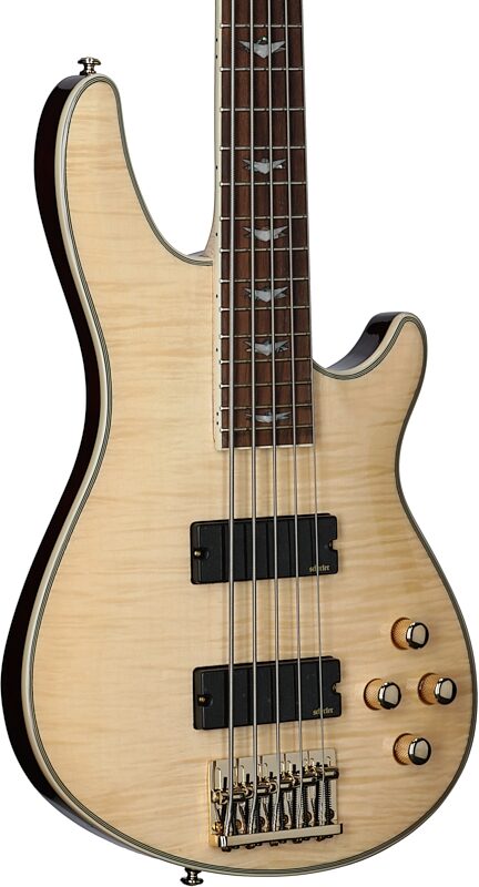 open zoom image for Schecter Omen Extreme-5 5-String Electric Bass, Gloss Natural, Full Left Front