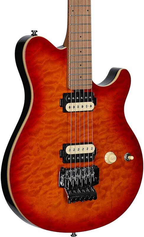 open zoom image for Sterling by Music Man Axis AX50QM Electric Guitar, Lava Burst, Roasted Maple Fretboard, Full Left Front