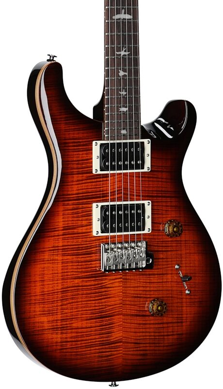 open zoom image for PRS Paul Reed Smith SE Custom 24 Electric Guitar (with Gig Bag), Exclusive Orange Tiger Smokeburst, Full Left Front