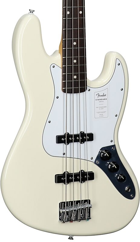 open zoom image for Fender Standard Jazz Bass Guitar, Laurel Fingerboard, Olympic White, Full Left Front