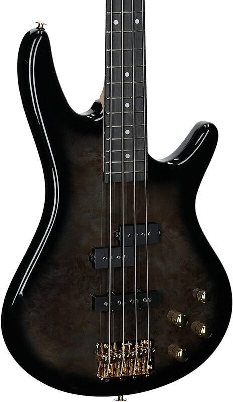 open zoom image for Ibanez GSR200PC Gio Electric Bass, Transparent Pale Black Burst, Full Left Front