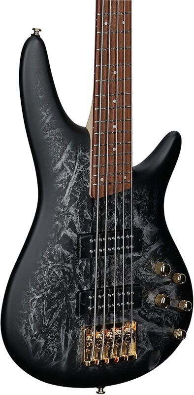 open zoom image for Ibanez SR305EDX Electric Bass Guitar, 5-String, Black Ice Frozen Matte, Full Left Front