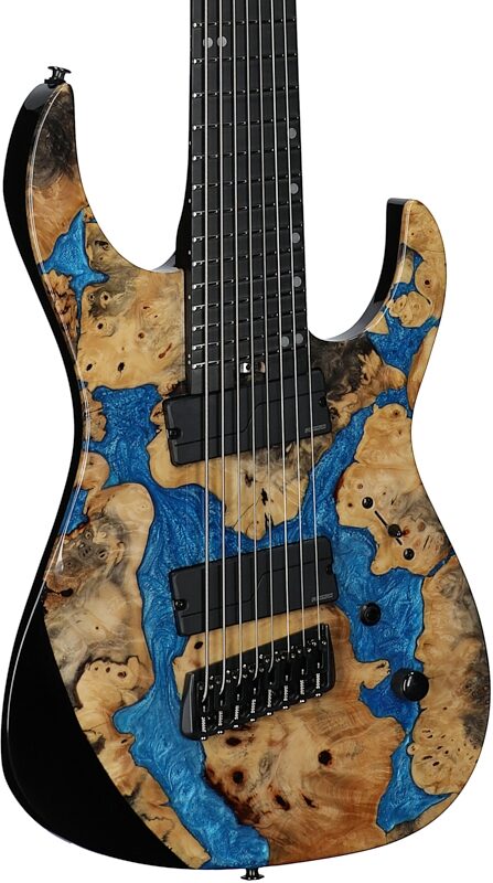 open zoom image for Legator Ninja X8F Multi-Scale Guitar, 8-String (with Gig Bag), Caribbean Blue, Full Left Front