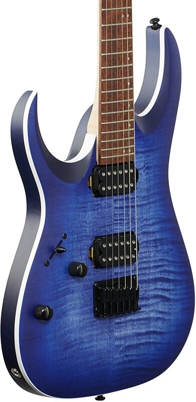 open zoom image for Ibanez RGA42FML Left-Handed Electric Guitar, Blue Lagoon Burst, Full Left Front