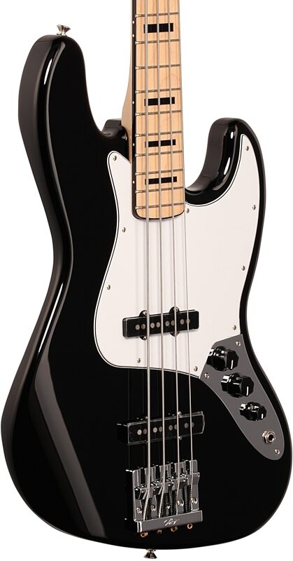 open zoom image for Fender Geddy Lee Jazz Electric Bass, with Maple Fingerboard, Black, Full Left Front