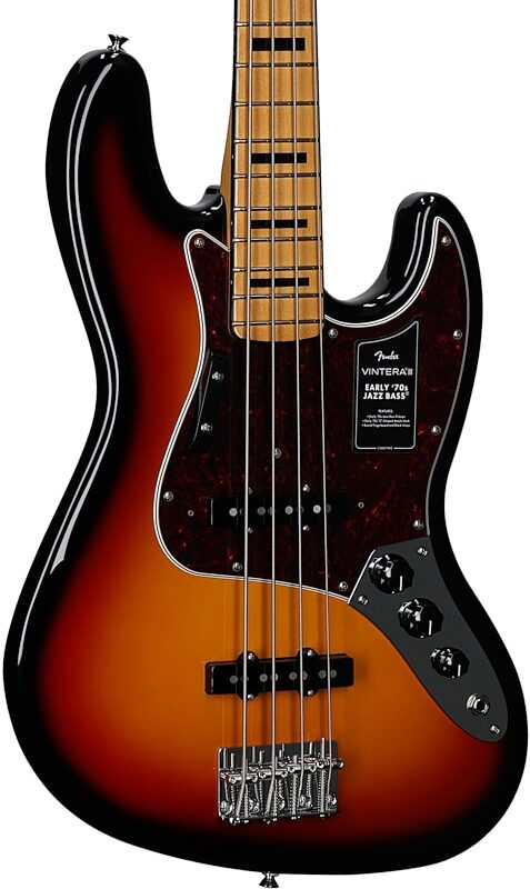 open zoom image for Fender Vintera III Early 70s Jazz Bass Guitar (with Gig Bag), 3-Color Sunburst, Maple Fretboard, Full Left Front