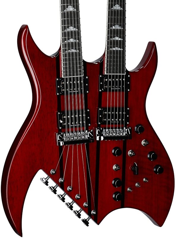 open zoom image for B.C. Rich Rich B Legacy Double-Neck Electric Guitar (with Case), Red, Full Left Front