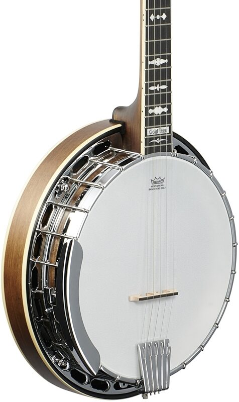 open zoom image for Gold Tone OB-150 Resonator Banjo (with Case), Orange Blossom, Full Left Front