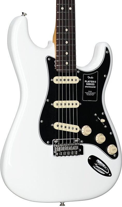 open zoom image for Fender Player II Stratocaster Electric Guitar, with Rosewood Fingerboard, Polar White, Full Left Front