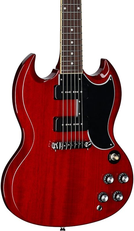 open zoom image for Epiphone Inspired by Gibson SG Special P-90 Electric Guitar (with Gig Bag), Cherry Red, Full Left Front
