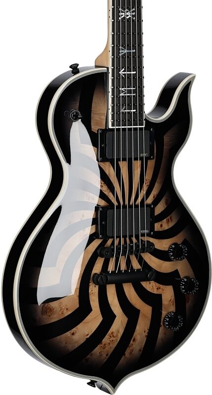 open zoom image for Wylde Audio Odin Grail Rawtop Bullseye Electric Guitar, Charcoal Burst, Full Left Front