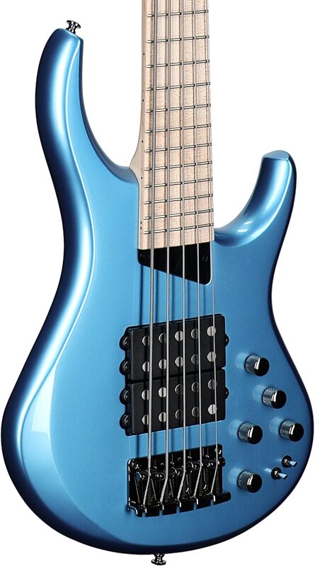 open zoom image for MTD Kingston Super 5 Bass Electric Bass, 5-String (with Maple Fingerboard), Super Blue, Full Left Front