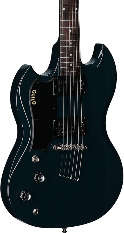 open zoom image for Guild Polara Electric Guitar, Left-Handed, Blue Steel, Full Left Front