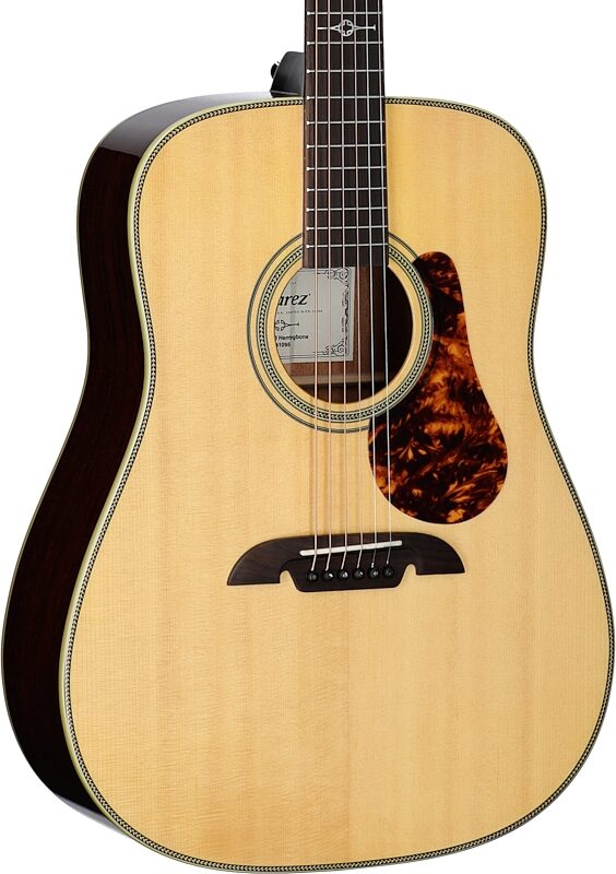 open zoom image for Alvarez MD60 Herringbone Masterworks Dreadnought Acoustic Guitar (with Gig Bag), New, Full Left Front
