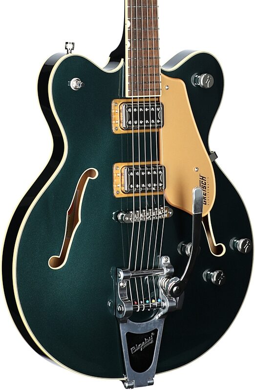 open zoom image for Gretsch G5622T Electromatic Center Block Double Cutaway Electric Guitar, Laurel Fingerboard, Cadillac Green, Full Left Front