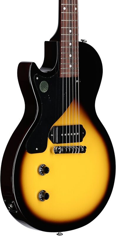 open zoom image for Gibson Les Paul Junior Vintage Left-Handed Electric Guitar (with Case), Tobacco Burst, Full Left Front