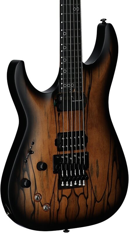 open zoom image for Schecter C-1 FR-S Pale Moon Ebony Electric Guitar, Left-Handed, Natural Satin Black Burst, Full Left Front