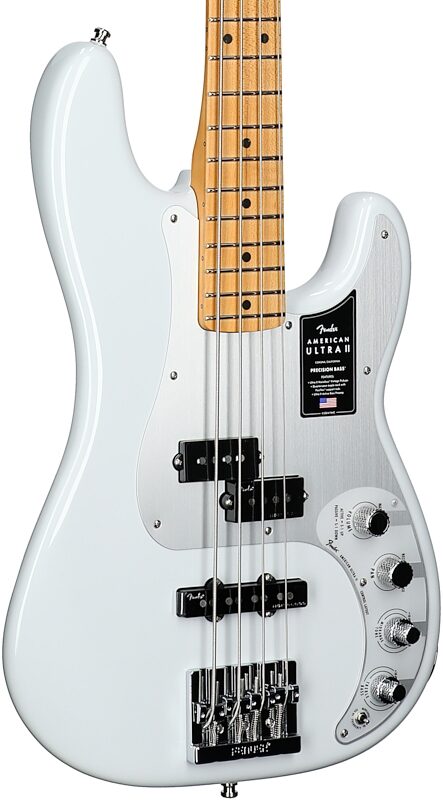 open zoom image for Fender American Ultra II Precision Electric Bass, Maple Fingerboard, Avalanche, Full Left Front