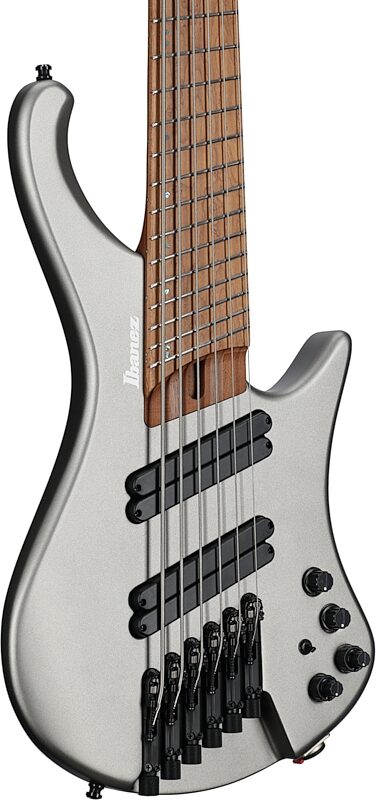open zoom image for Ibanez EHB1006MS Ergo Electric Bass, 6-String (with Gig Bag), Metallic Gray Matte, Full Left Front