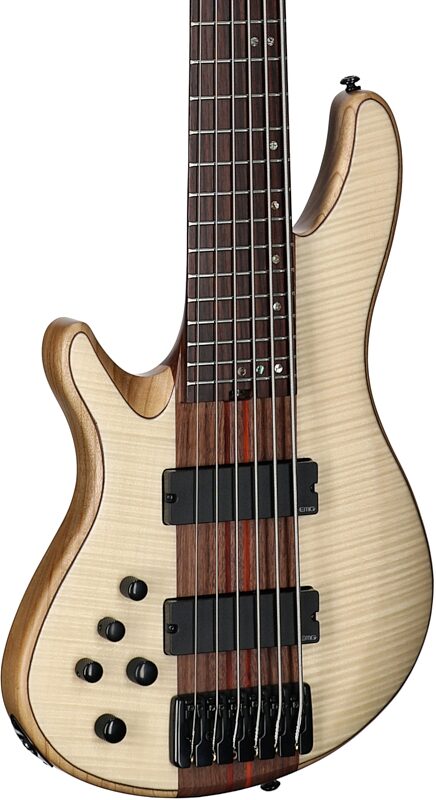 open zoom image for Schecter Charles Berthoud CB-6 Electric Bass, Left-Handed, Natural Satin, Full Left Front