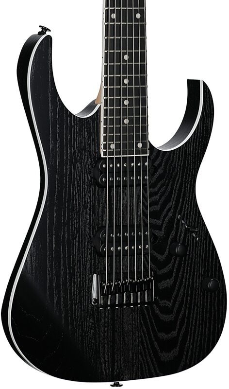 open zoom image for Ibanez RGR762AHBF Prestige Electric Guitar, 7-String (with Case), Weathered Black, Full Left Front