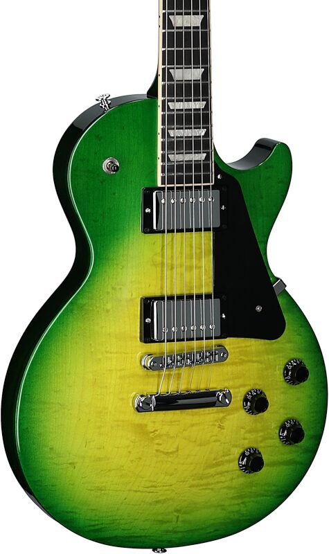 open zoom image for Gibson Les Paul Studio Session Electric Guitar (with Soft Case), Iguana Burst, Open Box (Very Good), Full Left Front