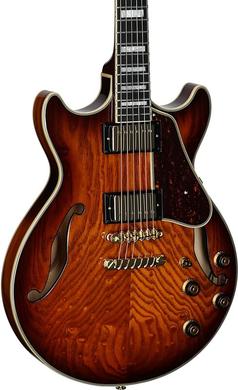 open zoom image for Ibanez AM93QA Artcore Expressionist Semi-Hollowbody Electric Guitar, Vintage Violin Hi-Gloss, Full Left Front