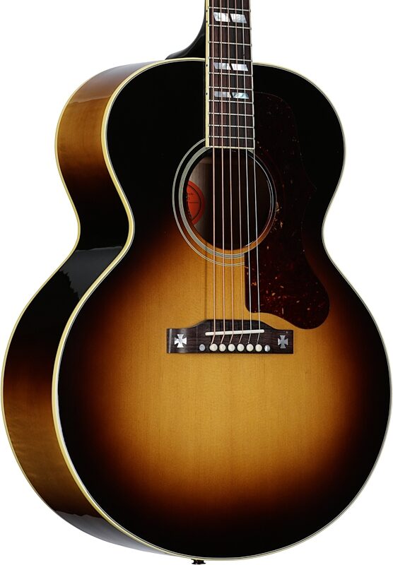 open zoom image for Gibson J-185 Original Acoustic-Electric Guitar (with Case), Vintage Sunburst, Full Left Front