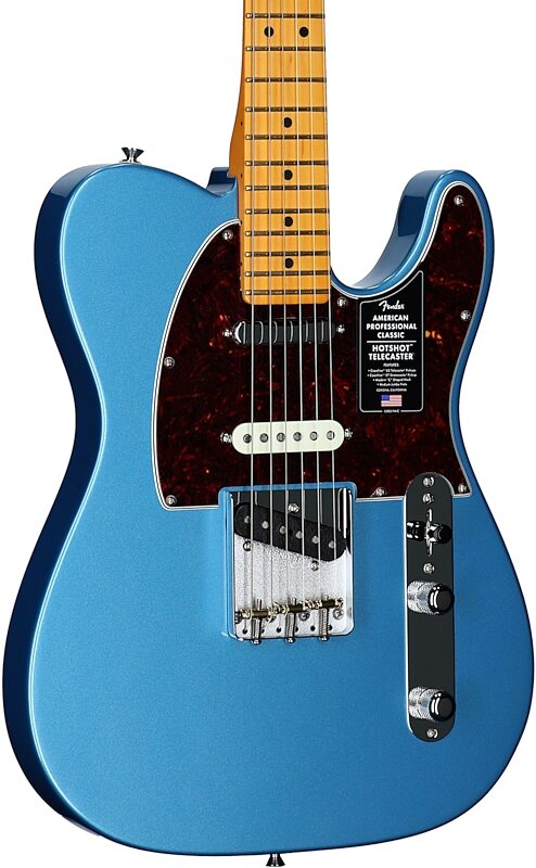 open zoom image for Fender American Professional Classic Hotshot Telecaster Electric Guitar, Maple Fingerboard (with Gig Bag), Lake Placid Blue, Full Left Front