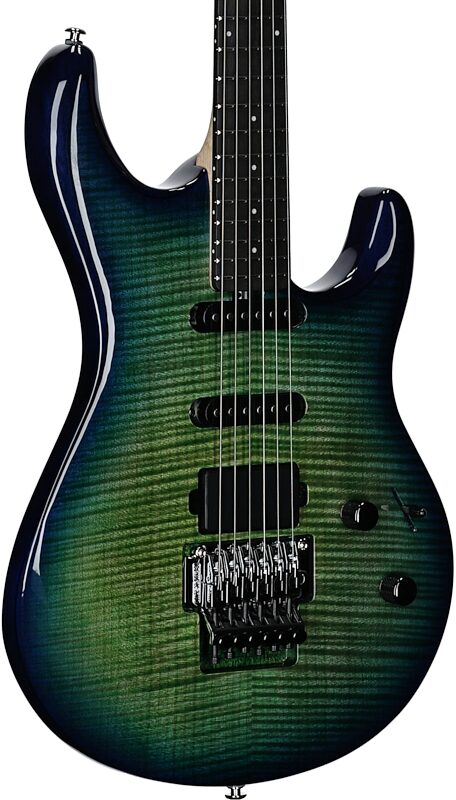 open zoom image for Ernie Ball Music Man BFR Luke 4 HSS Electric Guitar (with Mono case), Green Tide, Ebony Fretboard, Full Left Front