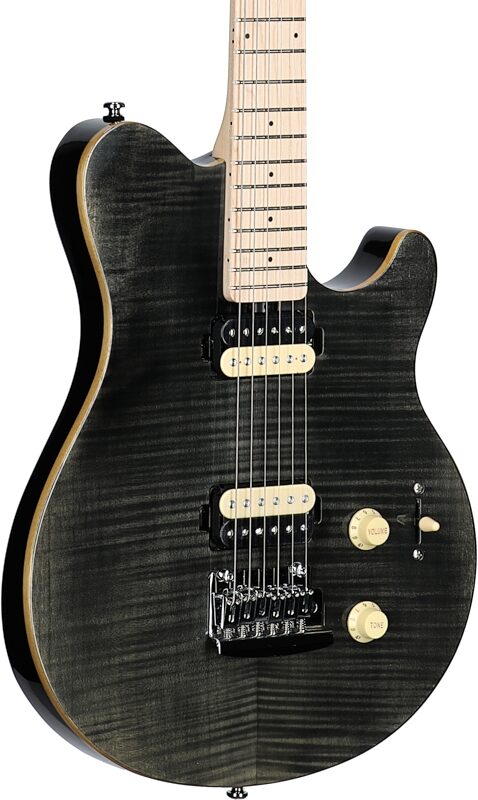 open zoom image for Sterling AX3FM Axis Electric Guitar, Trans Black, Hard Maple Fretboard, Full Left Front