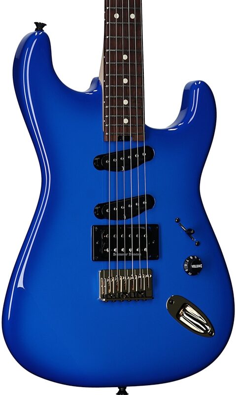 open zoom image for Charvel Jake E Lee Signature Pro-Mod So-Cal Electric Guitar, Blue Burst, Full Left Front