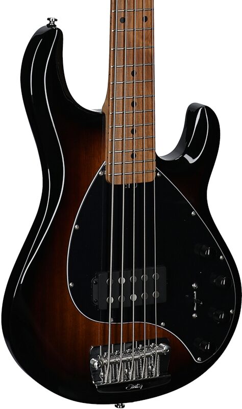 open zoom image for Sterling by Music Man StingRay RAY35 Electric Bass, Vintage Sunburst, Roasted Maple Fretboard, Full Left Front