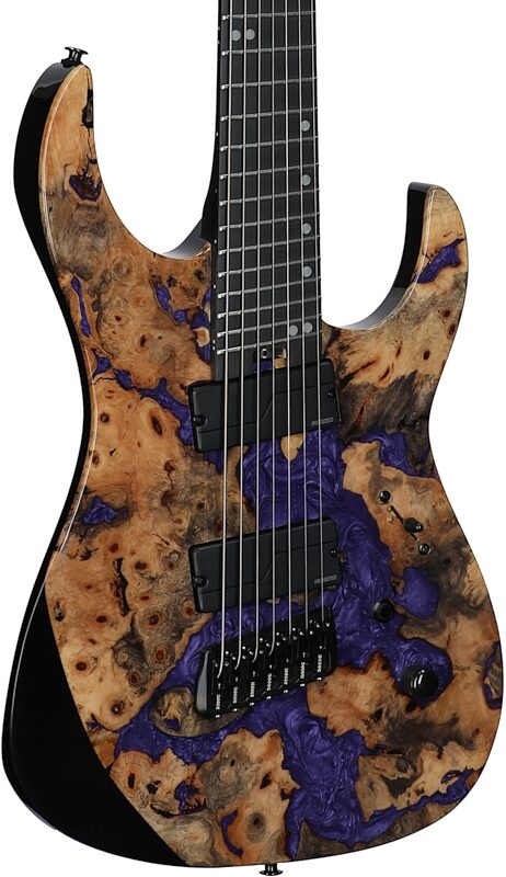 open zoom image for Legator Ninja X7F Multi-Scale Guitar, 7-String, Royal Purple, Full Left Front