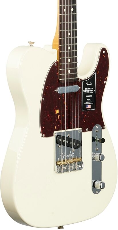 open zoom image for Fender American Pro II Telecaster Electric Guitar, Rosewood Fingerboard (with Case), Olympic White, Full Left Front