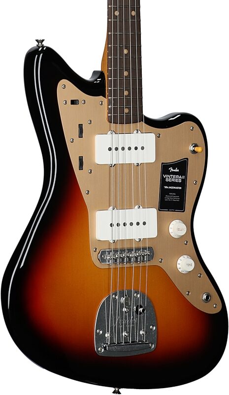 open zoom image for Fender Limited Edition Vintera II Road Worn '50s Jazzmaster Electric Guitar (with Case), 3-Color Sunburst, Full Left Front