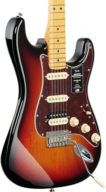open zoom image for Fender American Pro II HSS Stratocaster Electric Guitar, Maple Fingerboard (with Case), 3-Color Sunburst, Full Left Front