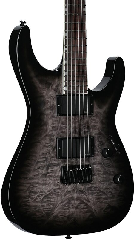 open zoom image for ESP LTD MH-400HT QM Electric Guitar, See-Thru Black Sunburst, Full Left Front