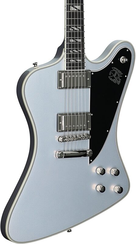 open zoom image for Epiphone Futura Firebird Custom Electric Guitar (with Gig Bag), Quicksilver, Full Left Front