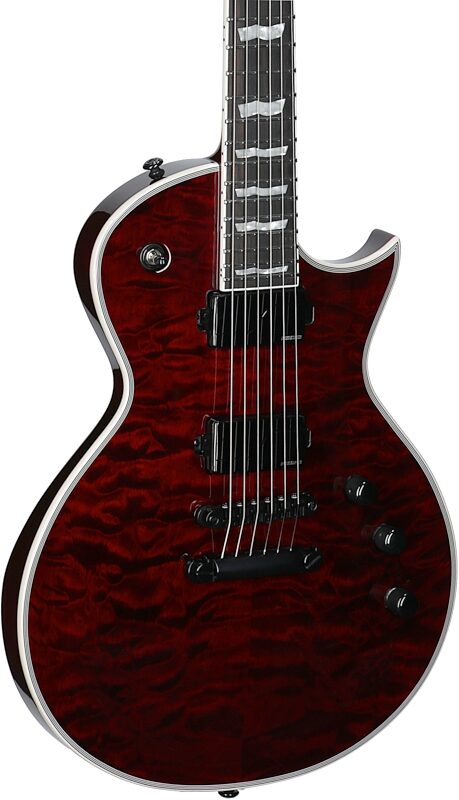 open zoom image for ESP LTD Deluxe EC-1000-QM Electric Guitar, See-Thru Black Cherry, Open Box (Very Good), Full Left Front