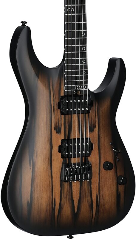 open zoom image for Schecter C-1 Pale Moon Ebony Electric Guitar, Natural Satin Black Burst, Full Left Front