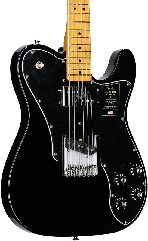 open zoom image for Fender American Vintage II 1977 Telecaster Custom Electric Guitar, Maple Fingerboard (with Case), Black, Full Left Front