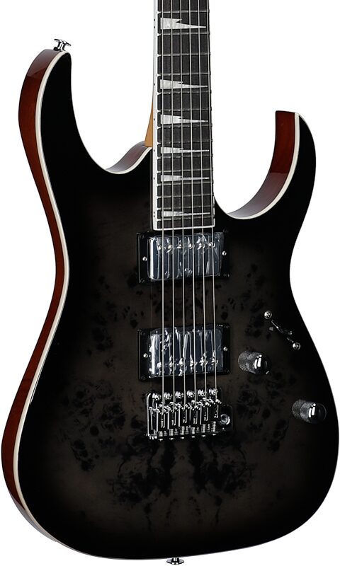 open zoom image for Ibanez GRG220PA1 Gio Electric Guitar, Black Burl, Full Left Front