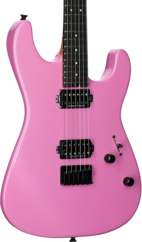 open zoom image for Charvel Pro-Mod Plus SD1 HH HT Electric Guitar, with Ebony Fingerboard, Platinum Pink, Full Left Front