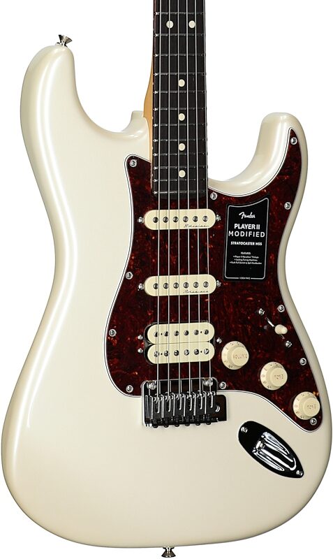 open zoom image for Fender Player II Modified Stratocaster HSS Electric Guitar, Rosewood Fingerboard (with Gig Bag), Olympic Pearl, Full Left Front