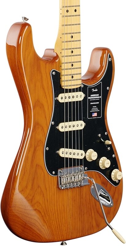 open zoom image for Fender American Pro II Stratocaster Electric Guitar, Maple Fingerboard (with Case), Roasted Pine, Open Box (Good), Full Left Front