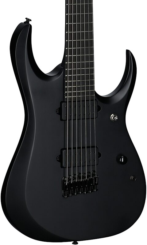 open zoom image for Ibanez RGDRB71 Iron Label Electric Guitar, 7-String, Black Flat, Full Left Front