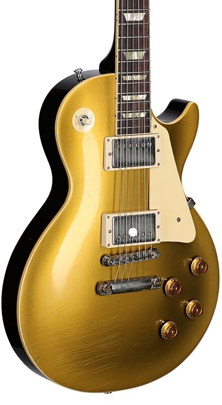 open zoom image for Gibson Custom 1957 Les Paul Goldtop Murphy Lab Light Aged Electric Guitar (with Case), Double Gold with Dark Back, Full Left Front